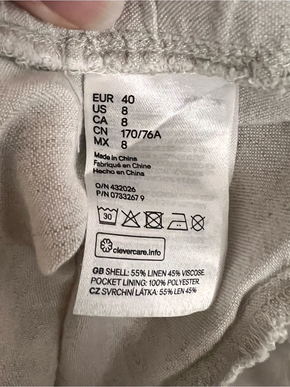 H&M Light Cream High-Waist Linen-Blend Shorts